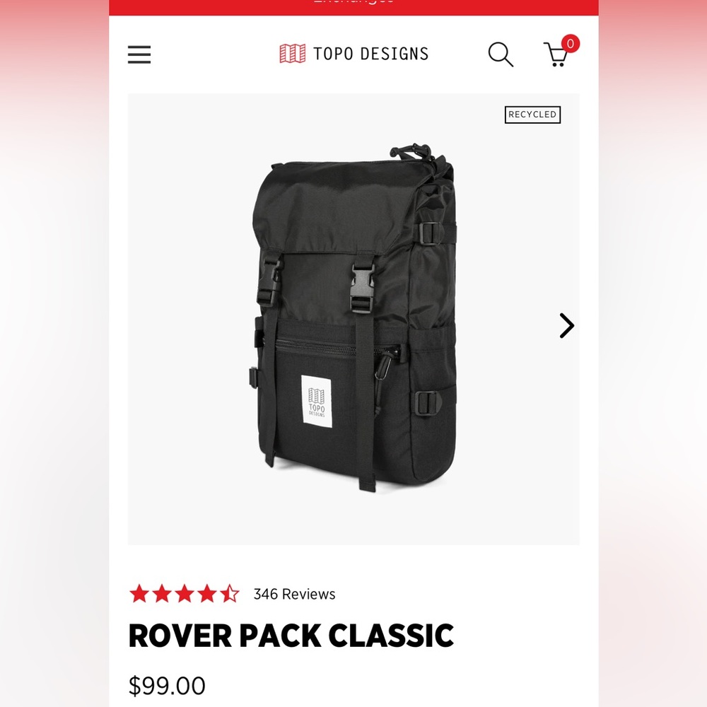 Topo Designs Rover Pack Classic all black backpack